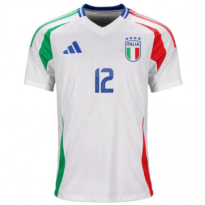 Niño Fútbol Camiseta Italia Guglielmo Vicario #12 Blanco 2ª Equipación 24-26 Perú