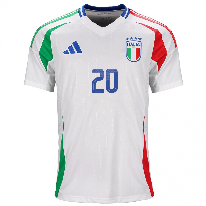 Niño Fútbol Camiseta Italia Nicolò Zaniolo #20 Blanco 2ª Equipación 24-26 Perú