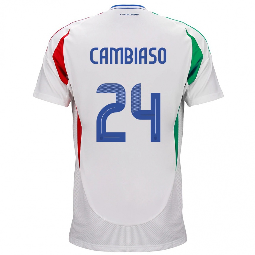 Niño Fútbol Camiseta Italia Andrea Cambiaso #24 Blanco 2ª Equipación 24-26 Perú