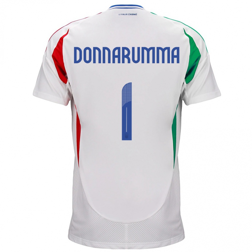 Niño Fútbol Camiseta Italia Gianluigi Donnarumma #1 Blanco 2ª Equipación 24-26 Perú