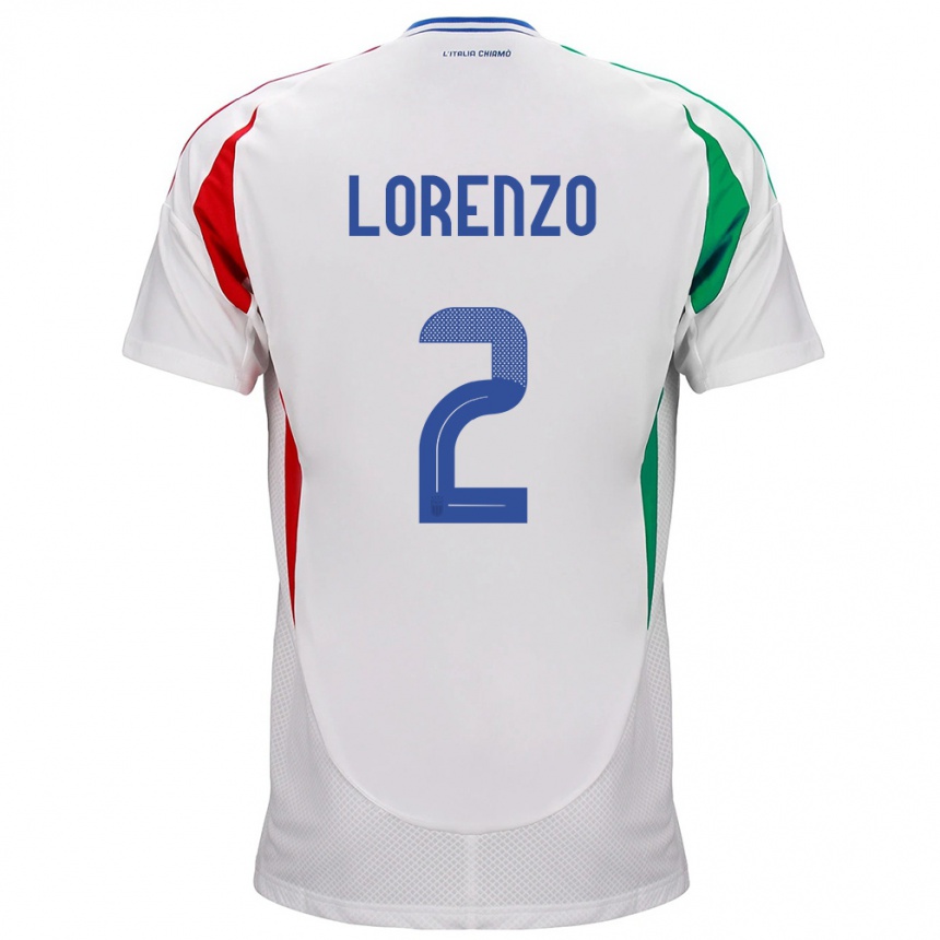 Niño Fútbol Camiseta Italia Giovanni Di Lorenzo #2 Blanco 2ª Equipación 24-26 Perú