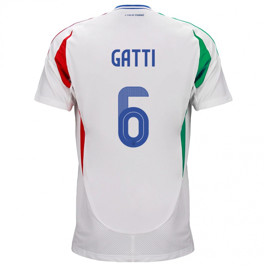 Niño Fútbol Camiseta Italia Federico Gatti #6 Blanco 2ª Equipación 24-26 Perú