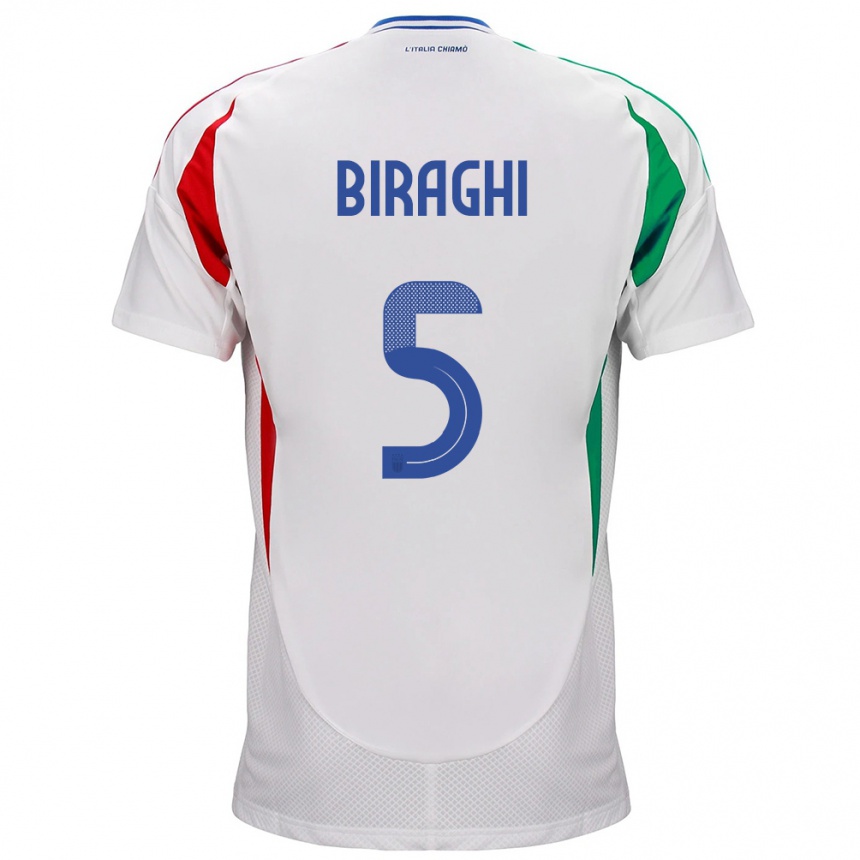 Niño Fútbol Camiseta Italia Cristiano Biraghi #5 Blanco 2ª Equipación 24-26 Perú