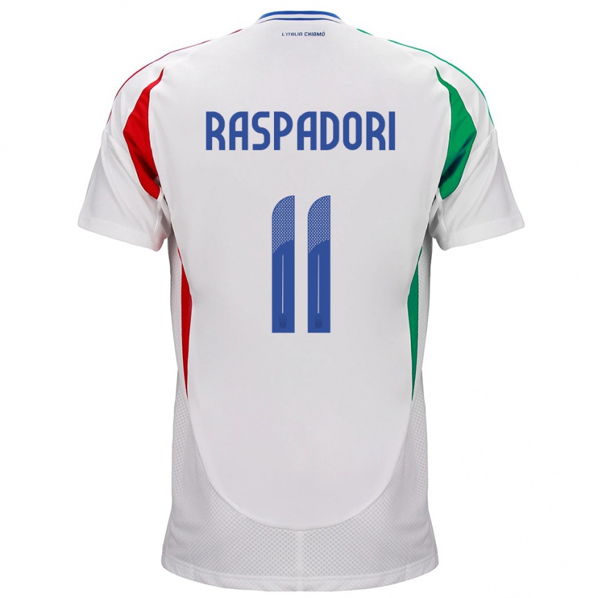 Niño Fútbol Camiseta Italia Giacomo Raspadori #11 Blanco 2ª Equipación 24-26 Perú