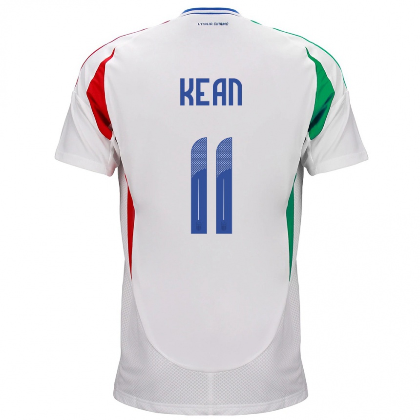 Niño Fútbol Camiseta Italia Moise Kean #11 Blanco 2ª Equipación 24-26 Perú