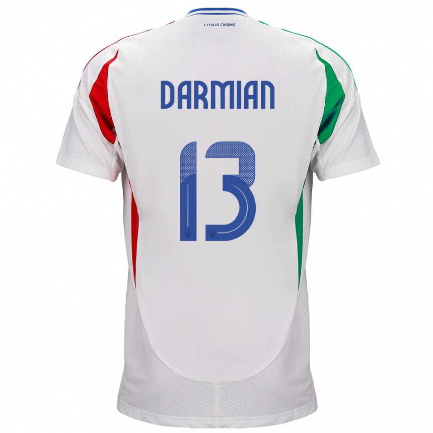 Niño Fútbol Camiseta Italia Matteo Darmian #13 Blanco 2ª Equipación 24-26 Perú