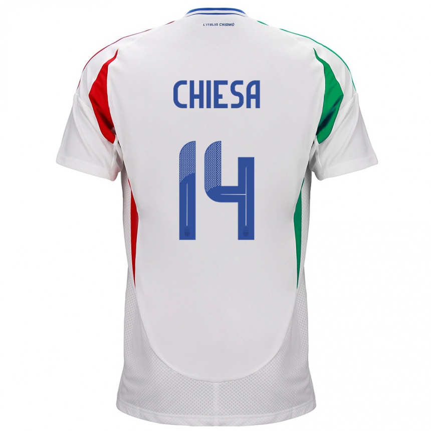 Niño Fútbol Camiseta Italia Federico Chiesa #14 Blanco 2ª Equipación 24-26 Perú