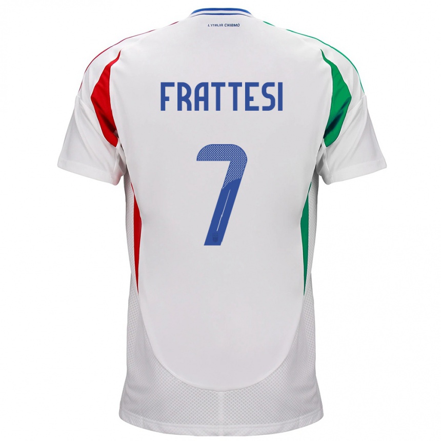 Niño Fútbol Camiseta Italia Davide Frattesi #7 Blanco 2ª Equipación 24-26 Perú