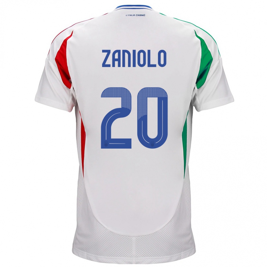 Niño Fútbol Camiseta Italia Nicolò Zaniolo #20 Blanco 2ª Equipación 24-26 Perú