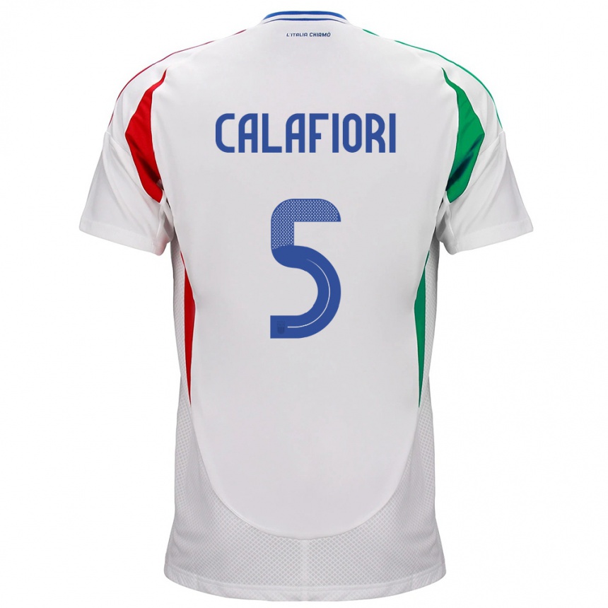 Niño Fútbol Camiseta Italia Riccardo Calafiori #5 Blanco 2ª Equipación 24-26 Perú