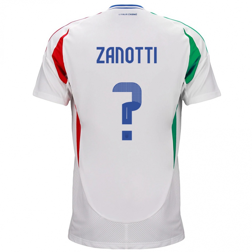 Niño Fútbol Camiseta Italia Mattia Zanotti #0 Blanco 2ª Equipación 24-26 Perú