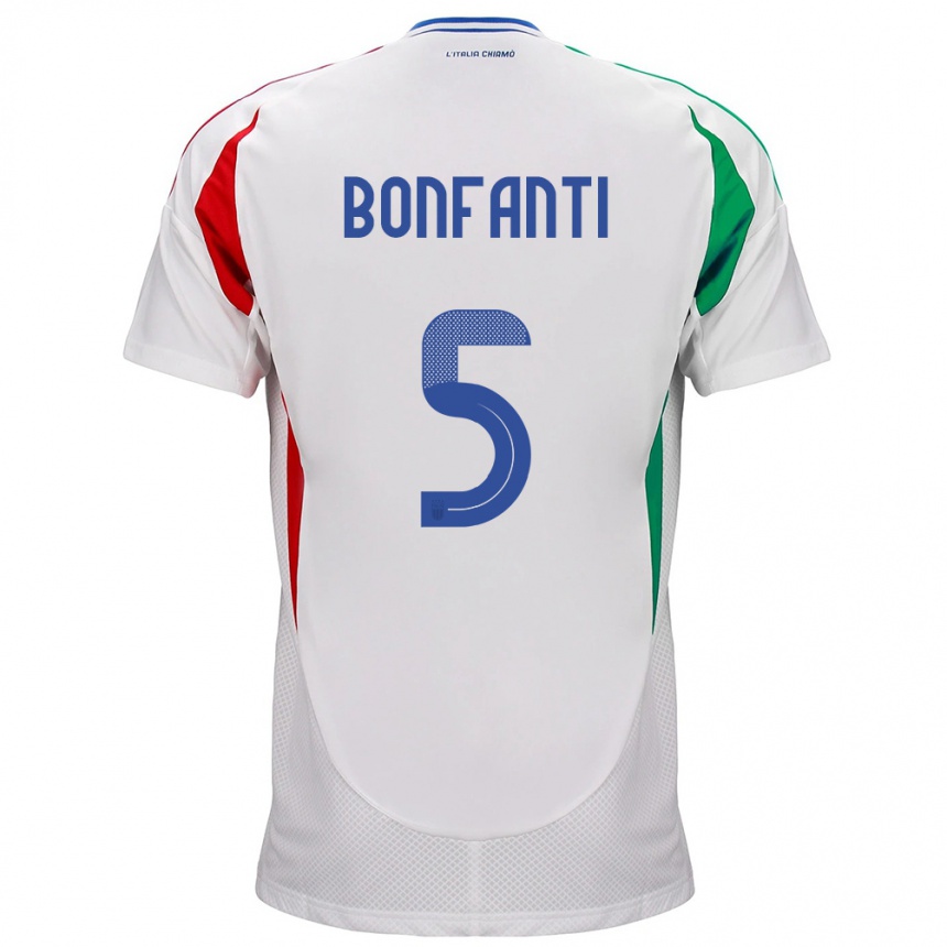 Niño Fútbol Camiseta Italia Giovanni Bonfanti #5 Blanco 2ª Equipación 24-26 Perú