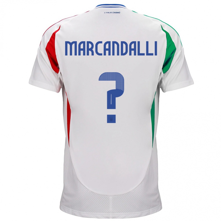 Niño Fútbol Camiseta Italia Alessandro Marcandalli #0 Blanco 2ª Equipación 24-26 Perú