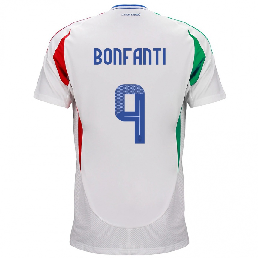 Niño Fútbol Camiseta Italia Nicholas Bonfanti #9 Blanco 2ª Equipación 24-26 Perú