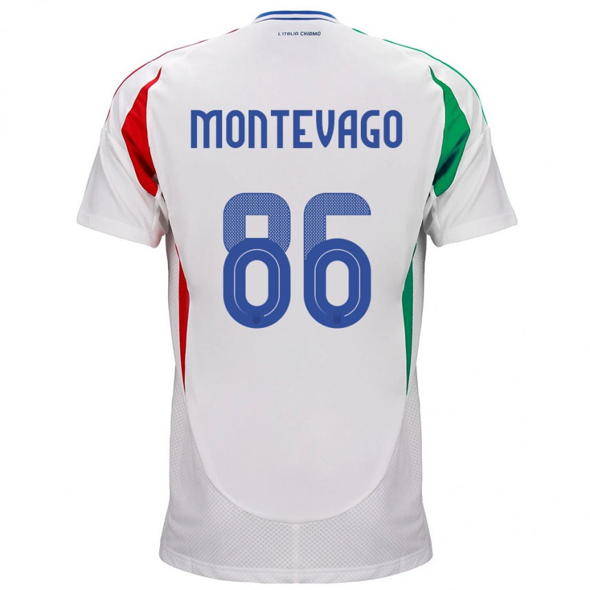 Niño Fútbol Camiseta Italia Daniele Montevago #86 Blanco 2ª Equipación 24-26 Perú