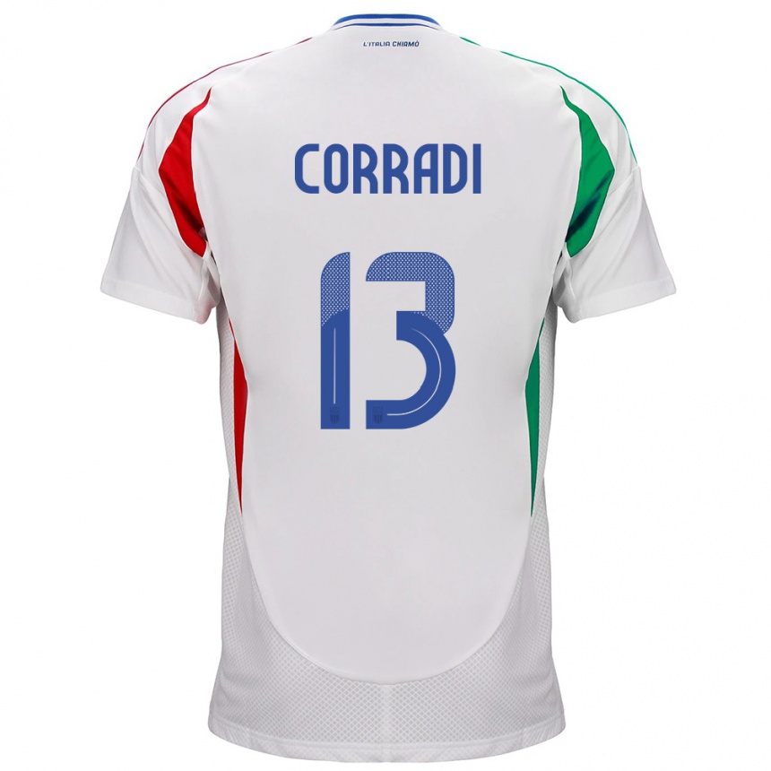 Niño Fútbol Camiseta Italia Christian Corradi #13 Blanco 2ª Equipación 24-26 Perú