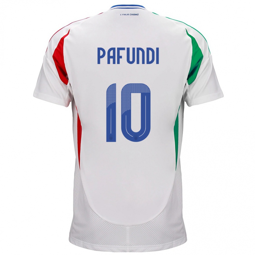 Niño Fútbol Camiseta Italia Simone Pafundi #10 Blanco 2ª Equipación 24-26 Perú