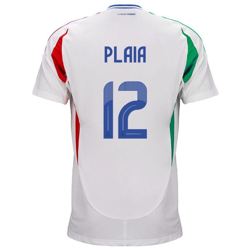 Niño Fútbol Camiseta Italia Francesco Plaia #12 Blanco 2ª Equipación 24-26 Perú