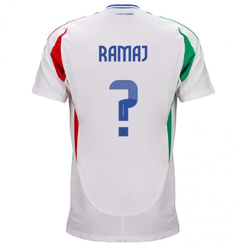 Niño Fútbol Camiseta Italia Gabriel Ramaj #0 Blanco 2ª Equipación 24-26 Perú