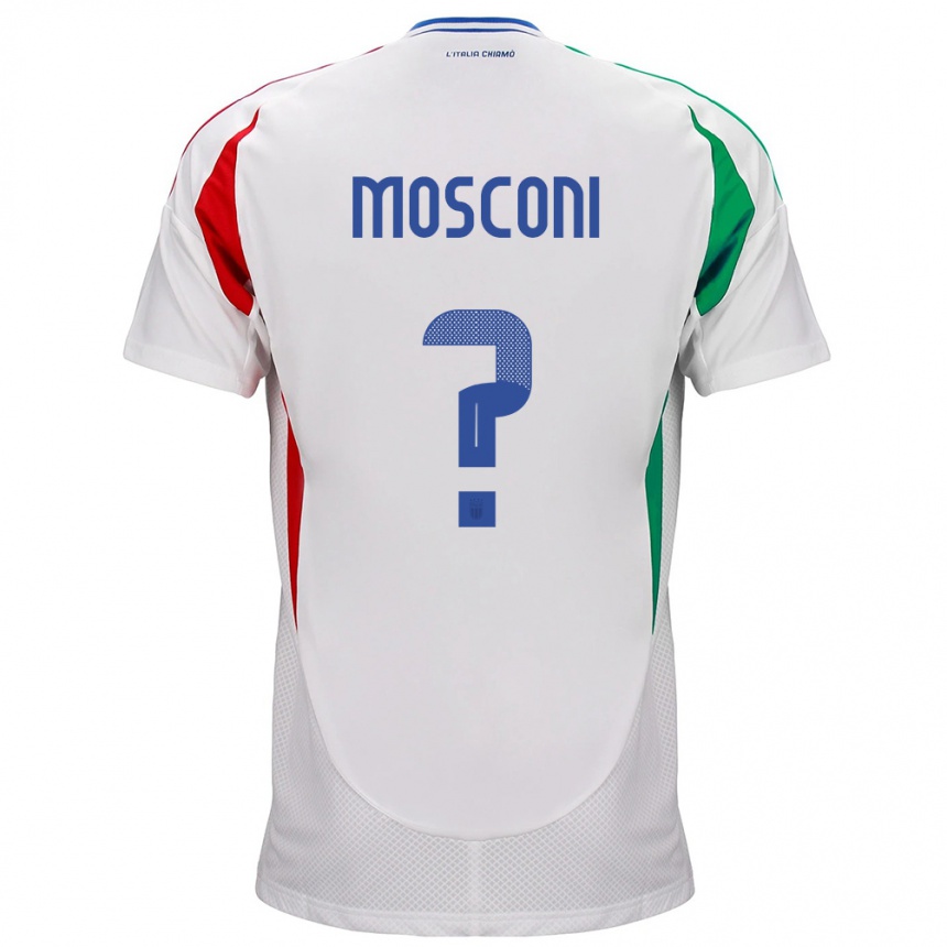 Niño Fútbol Camiseta Italia Mattia Mosconi #0 Blanco 2ª Equipación 24-26 Perú