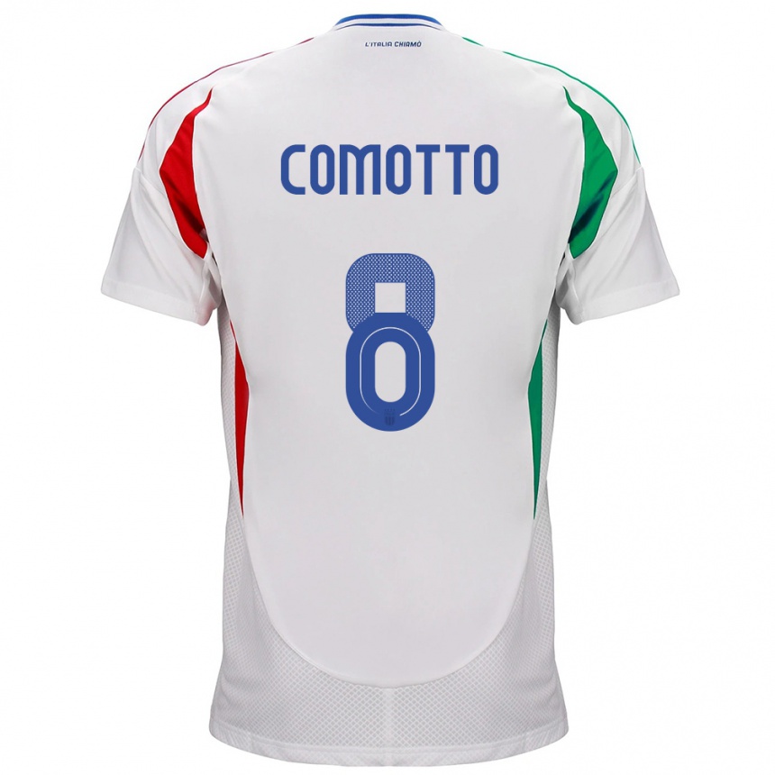 Niño Fútbol Camiseta Italia Christian Comotto #8 Blanco 2ª Equipación 24-26 Perú