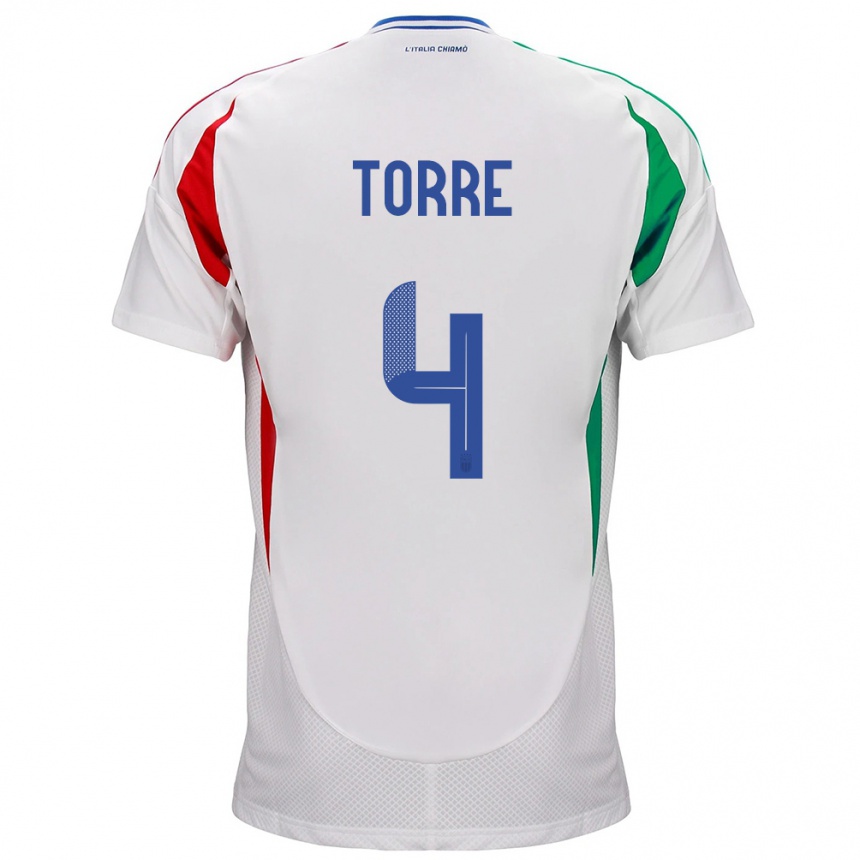 Niño Fútbol Camiseta Italia Pietro La Torre #4 Blanco 2ª Equipación 24-26 Perú