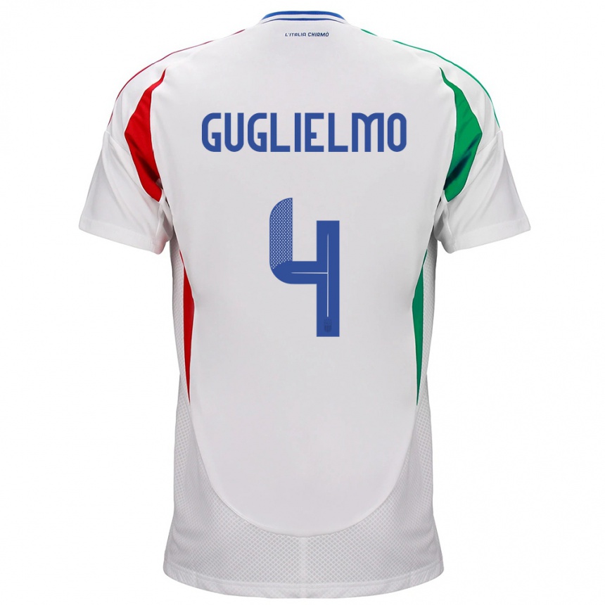 Niño Fútbol Camiseta Italia Lucia Di Guglielmo #4 Blanco 2ª Equipación 24-26 Perú