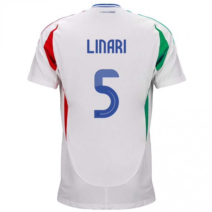 Niño Fútbol Camiseta Italia Elena Linari #5 Blanco 2ª Equipación 24-26 Perú