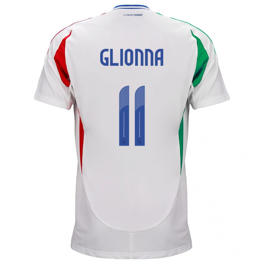 Niño Fútbol Camiseta Italia Benedetta Glionna #11 Blanco 2ª Equipación 24-26 Perú