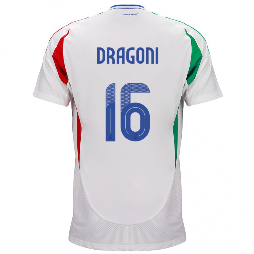 Niño Fútbol Camiseta Italia Giulia Dragoni #16 Blanco 2ª Equipación 24-26 Perú