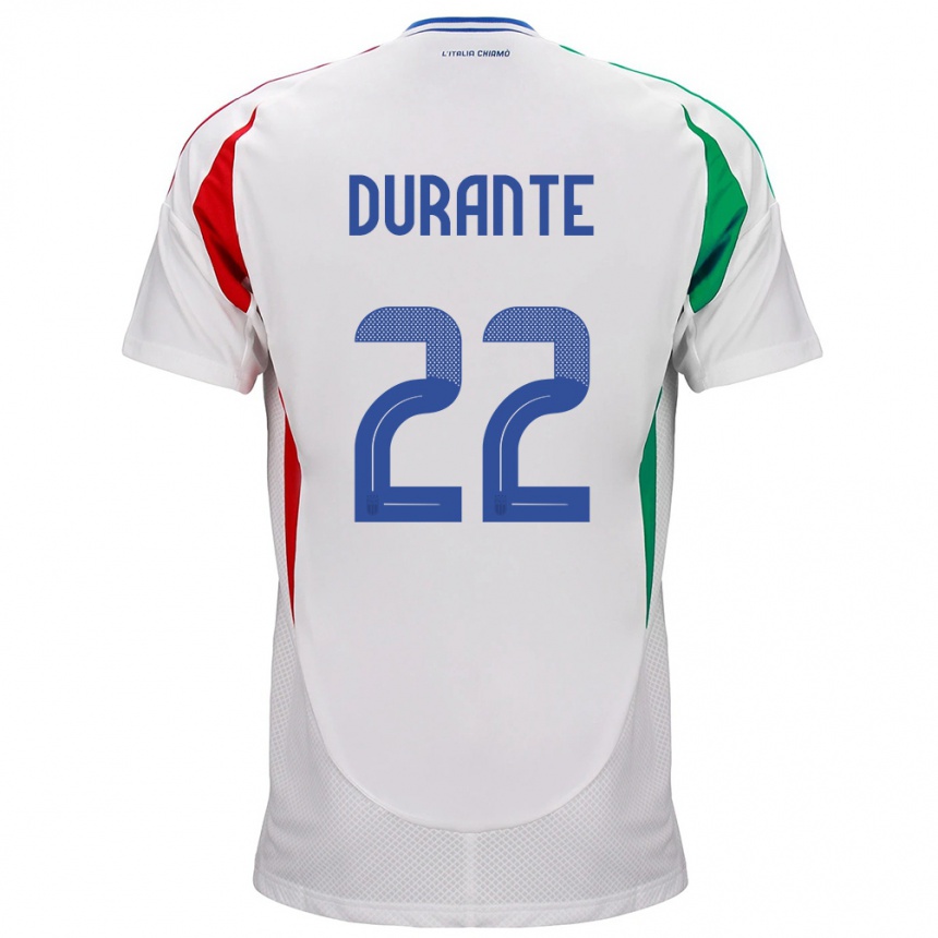 Niño Fútbol Camiseta Italia Francesca Durante #22 Blanco 2ª Equipación 24-26 Perú