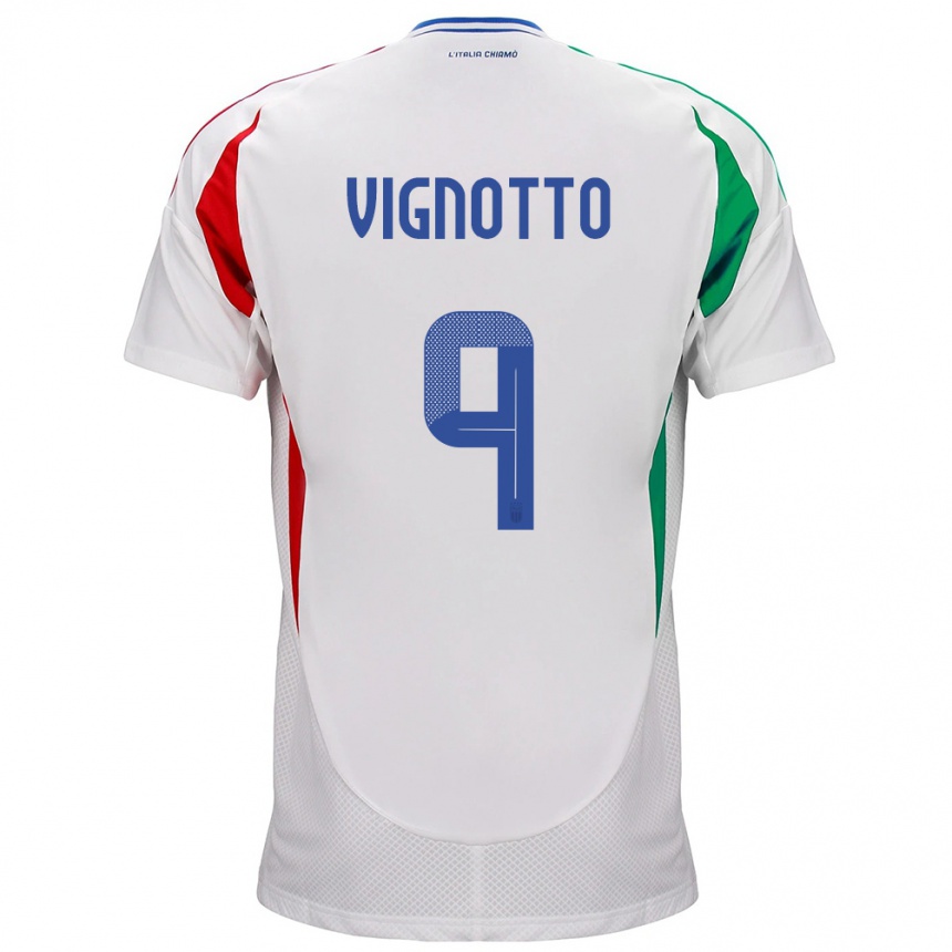 Niño Fútbol Camiseta Italia Elisabetta Vignotto #9 Blanco 2ª Equipación 24-26 Perú