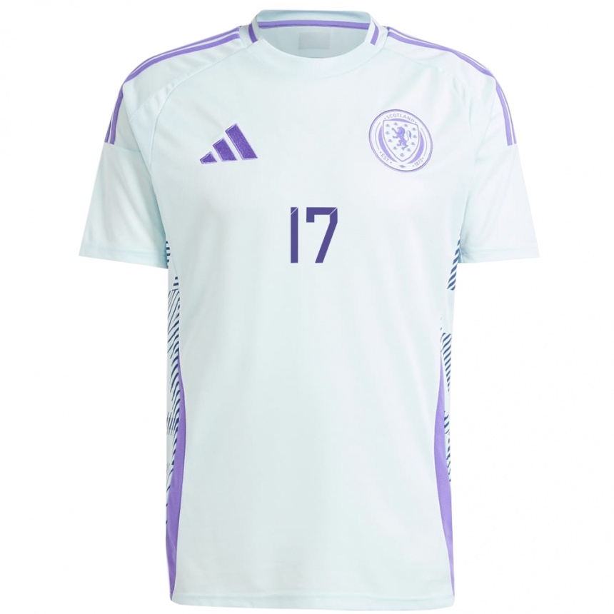 Niño Fútbol Camiseta Escocia Jacob Macintyre #17 Azul Menta Claro 2ª Equipación 24-26 Perú