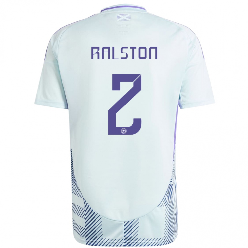 Niño Fútbol Camiseta Escocia Anthony Ralston #2 Azul Menta Claro 2ª Equipación 24-26 Perú