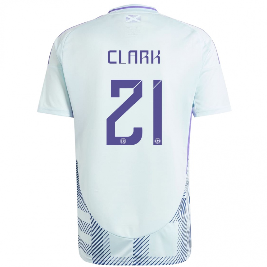 Niño Fútbol Camiseta Escocia Zander Clark #21 Azul Menta Claro 2ª Equipación 24-26 Perú