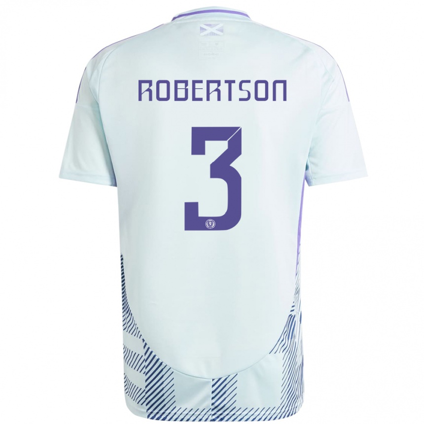 Niño Fútbol Camiseta Escocia Andrew Robertson #3 Azul Menta Claro 2ª Equipación 24-26 Perú