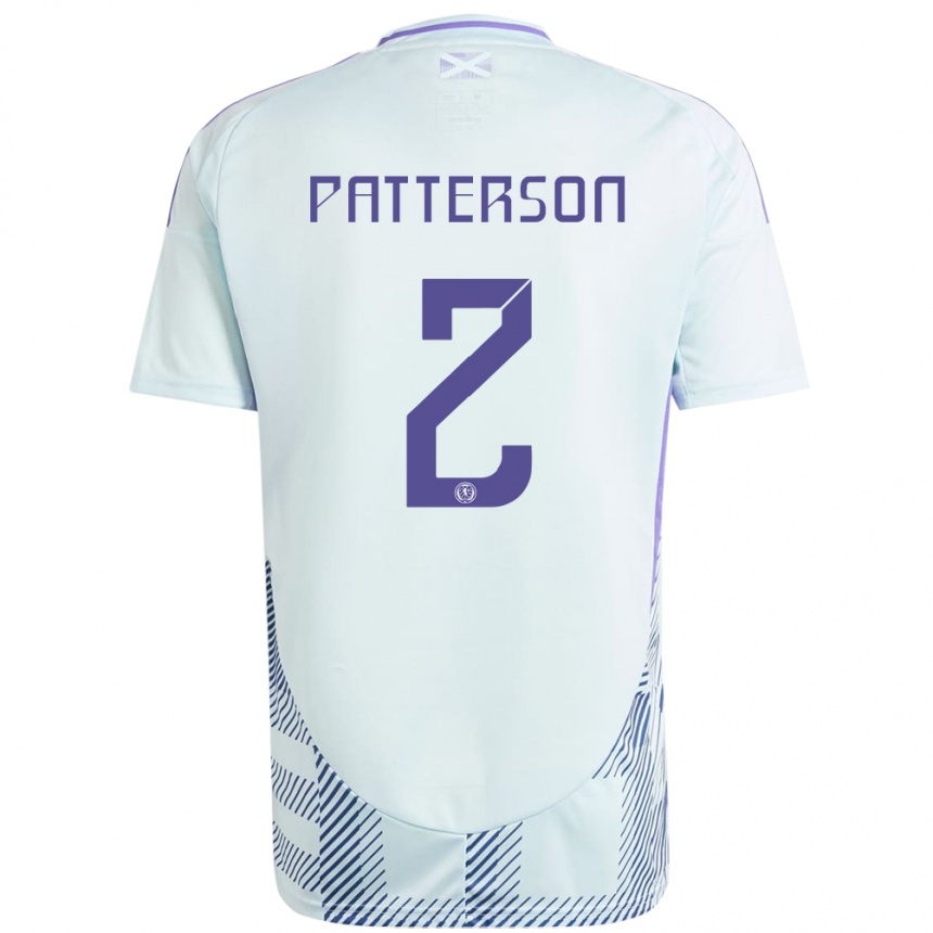 Niño Fútbol Camiseta Escocia Nathan Patterson #2 Azul Menta Claro 2ª Equipación 24-26 Perú