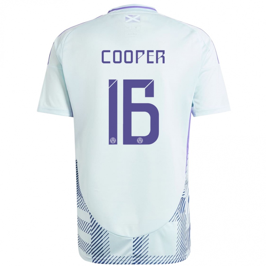 Niño Fútbol Camiseta Escocia Liam Cooper #16 Azul Menta Claro 2ª Equipación 24-26 Perú