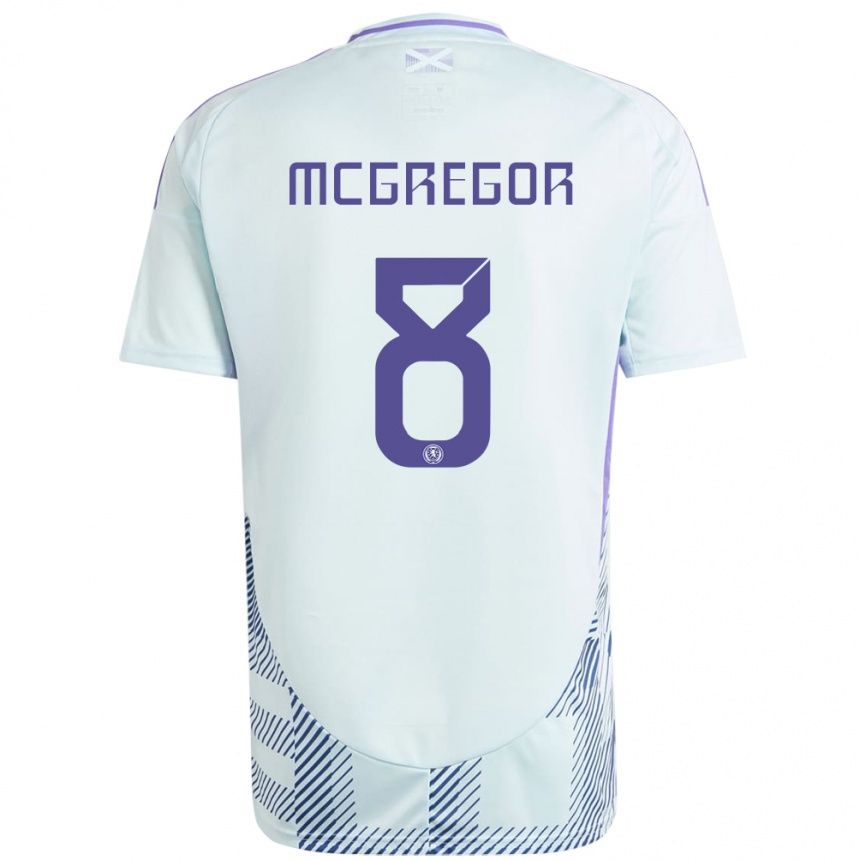 Niño Fútbol Camiseta Escocia Callum Mcgregor #8 Azul Menta Claro 2ª Equipación 24-26 Perú