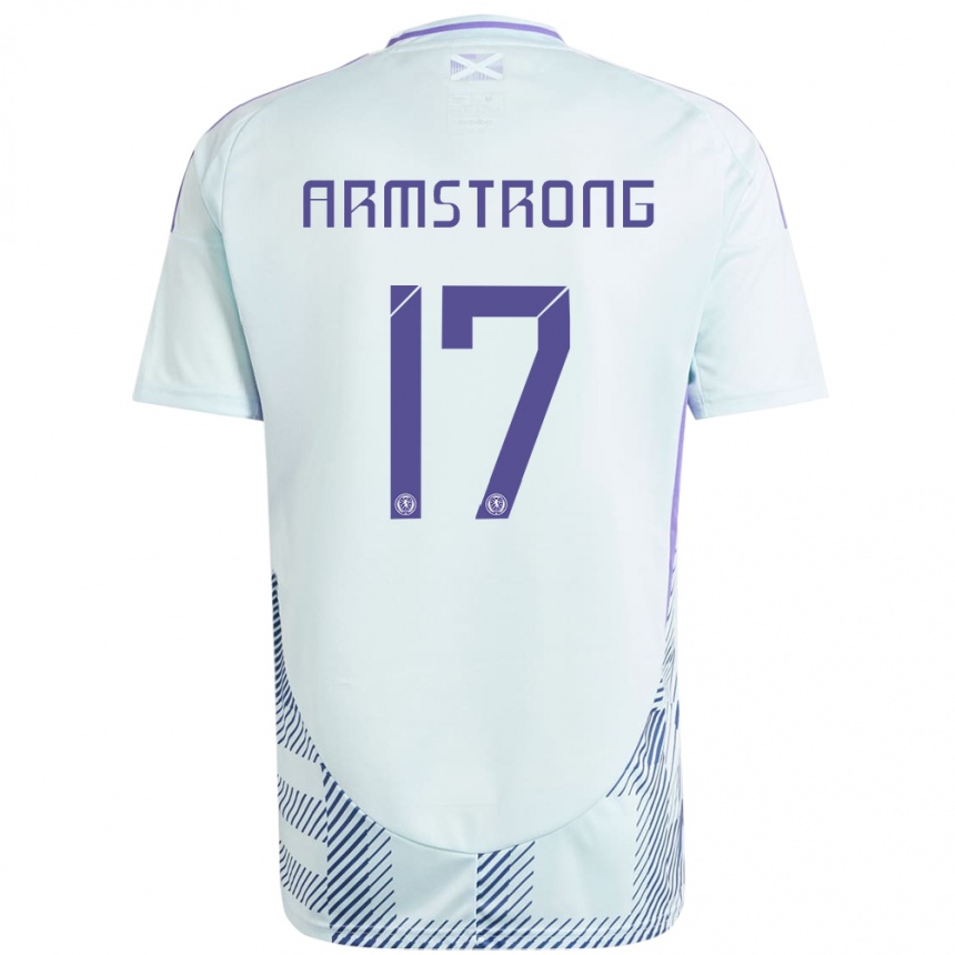 Niño Fútbol Camiseta Escocia Stuart Armstrong #17 Azul Menta Claro 2ª Equipación 24-26 Perú