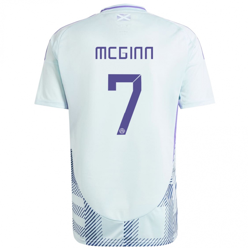 Niño Fútbol Camiseta Escocia John Mcginn #7 Azul Menta Claro 2ª Equipación 24-26 Perú