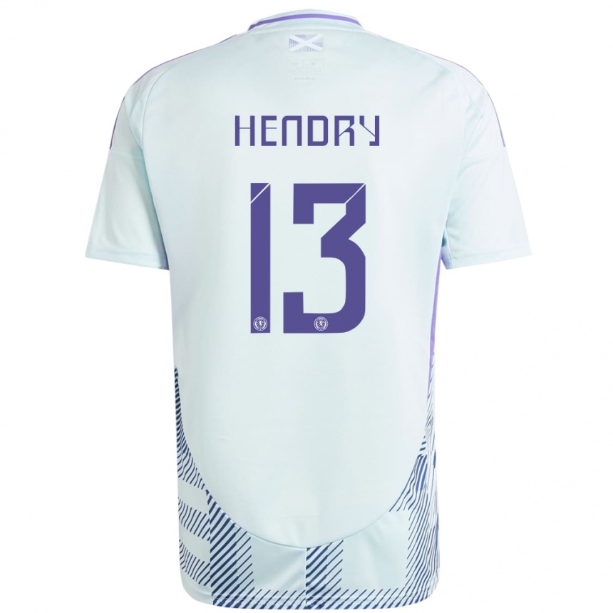 Niño Fútbol Camiseta Escocia Jack Hendry #13 Azul Menta Claro 2ª Equipación 24-26 Perú