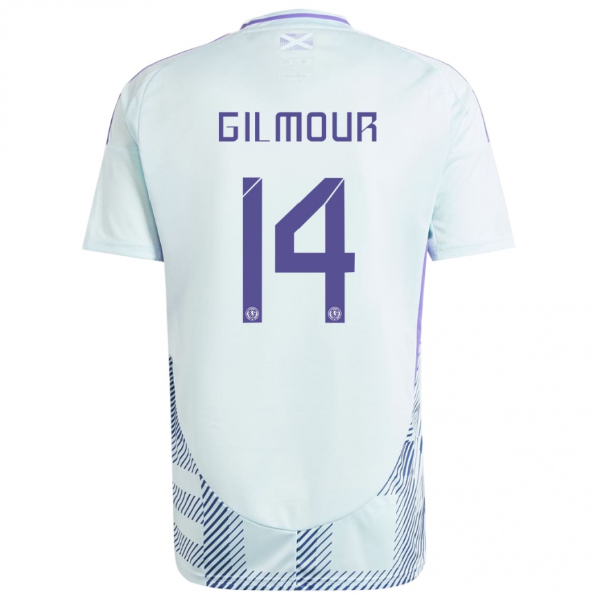 Niño Fútbol Camiseta Escocia Billy Gilmour #14 Azul Menta Claro 2ª Equipación 24-26 Perú