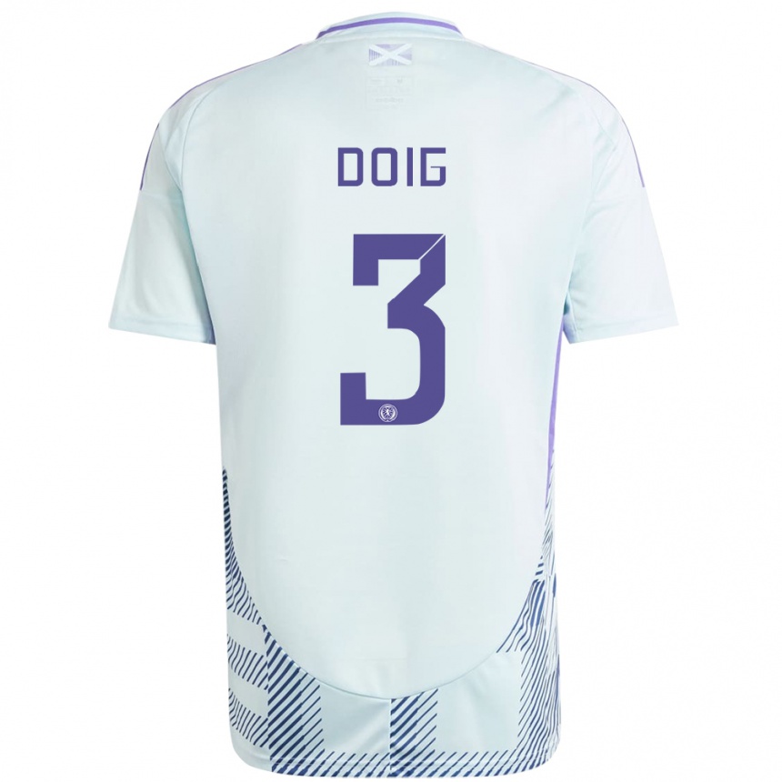 Niño Fútbol Camiseta Escocia Josh Doig #3 Azul Menta Claro 2ª Equipación 24-26 Perú