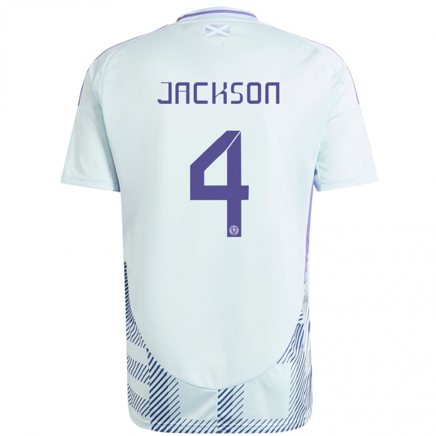 Niño Fútbol Camiseta Escocia Louis Jackson #4 Azul Menta Claro 2ª Equipación 24-26 Perú