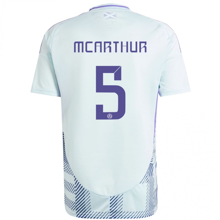 Niño Fútbol Camiseta Escocia Charlie Mcarthur #5 Azul Menta Claro 2ª Equipación 24-26 Perú