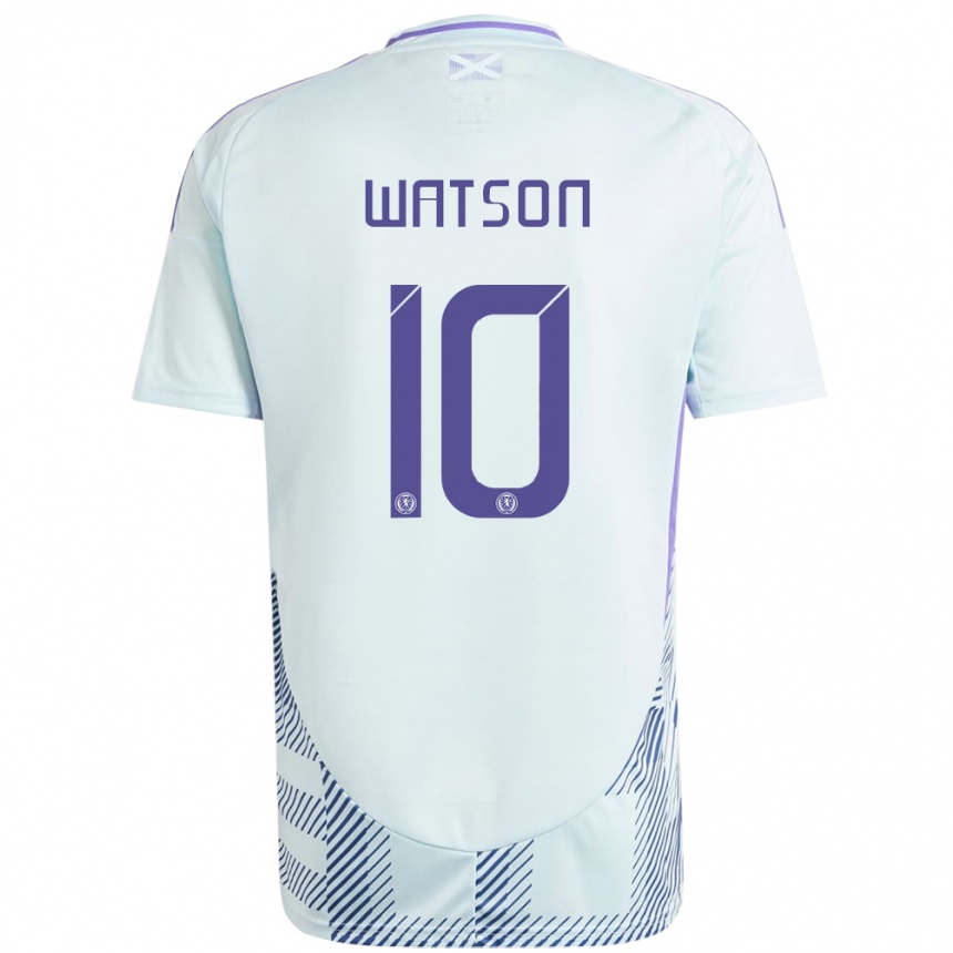 Niño Fútbol Camiseta Escocia David Watson #10 Azul Menta Claro 2ª Equipación 24-26 Perú