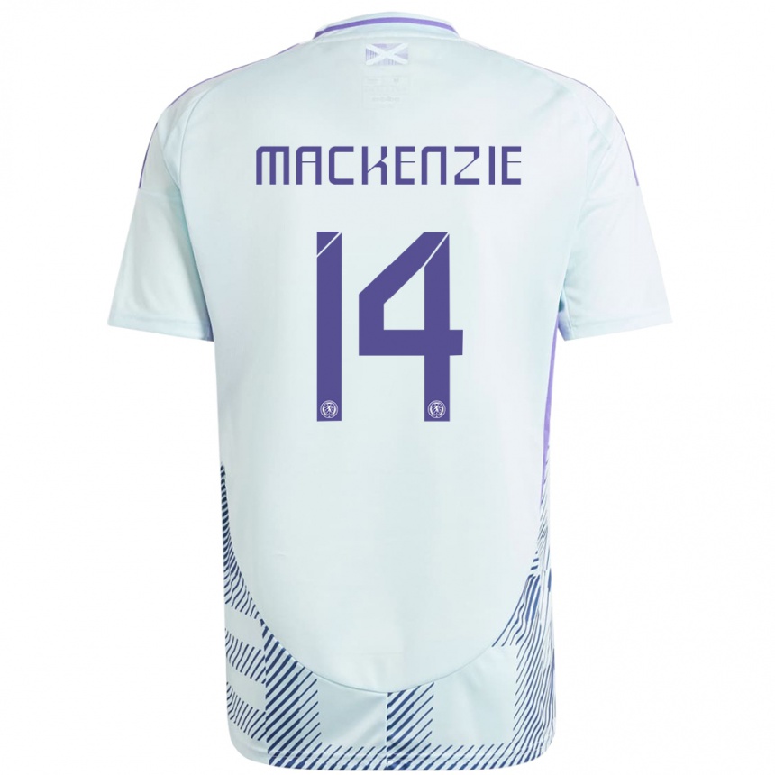 Niño Fútbol Camiseta Escocia Magnus Mackenzie #14 Azul Menta Claro 2ª Equipación 24-26 Perú