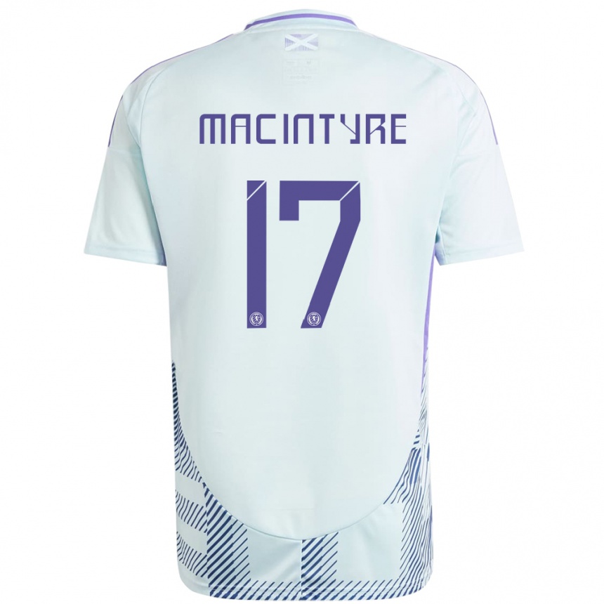 Niño Fútbol Camiseta Escocia Jacob Macintyre #17 Azul Menta Claro 2ª Equipación 24-26 Perú