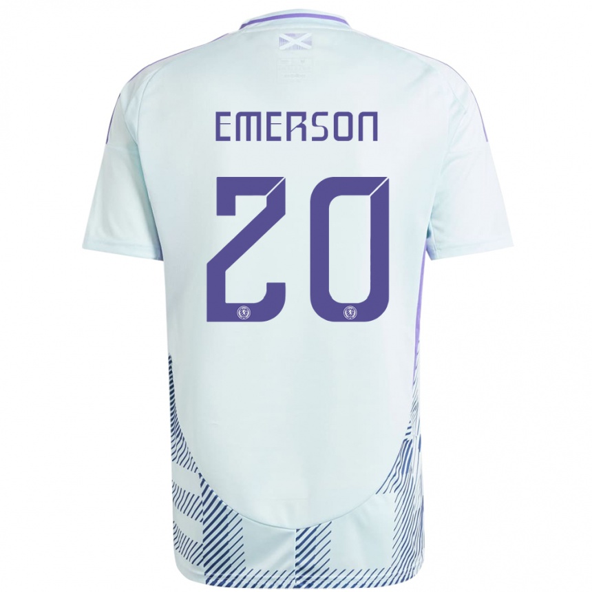 Niño Fútbol Camiseta Escocia Johnny Emerson #20 Azul Menta Claro 2ª Equipación 24-26 Perú